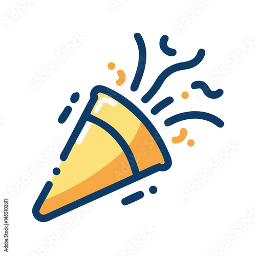 Party popper icon bursting with confetti for celebration and festivities
