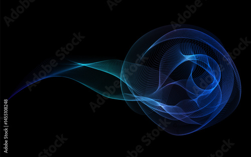 Abstract digital wave pattern. Lines create a dynamic 3D wave effect, representing technology in motion. Perfect for backgrounds or digital art projects.