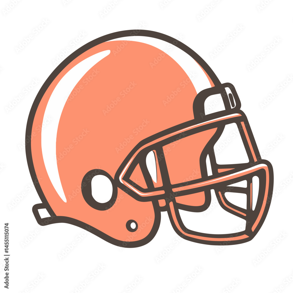 Fototapeta premium The football helmet icon is depicted in modern flat design with a colorful outline for sports safety purposes