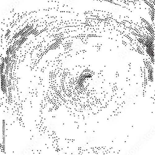 A detailed pointillist portrait of a woman's eye.