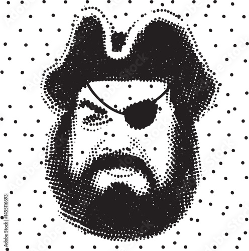 A weathered pirate with a prominent eye patch contemplates a stormy .