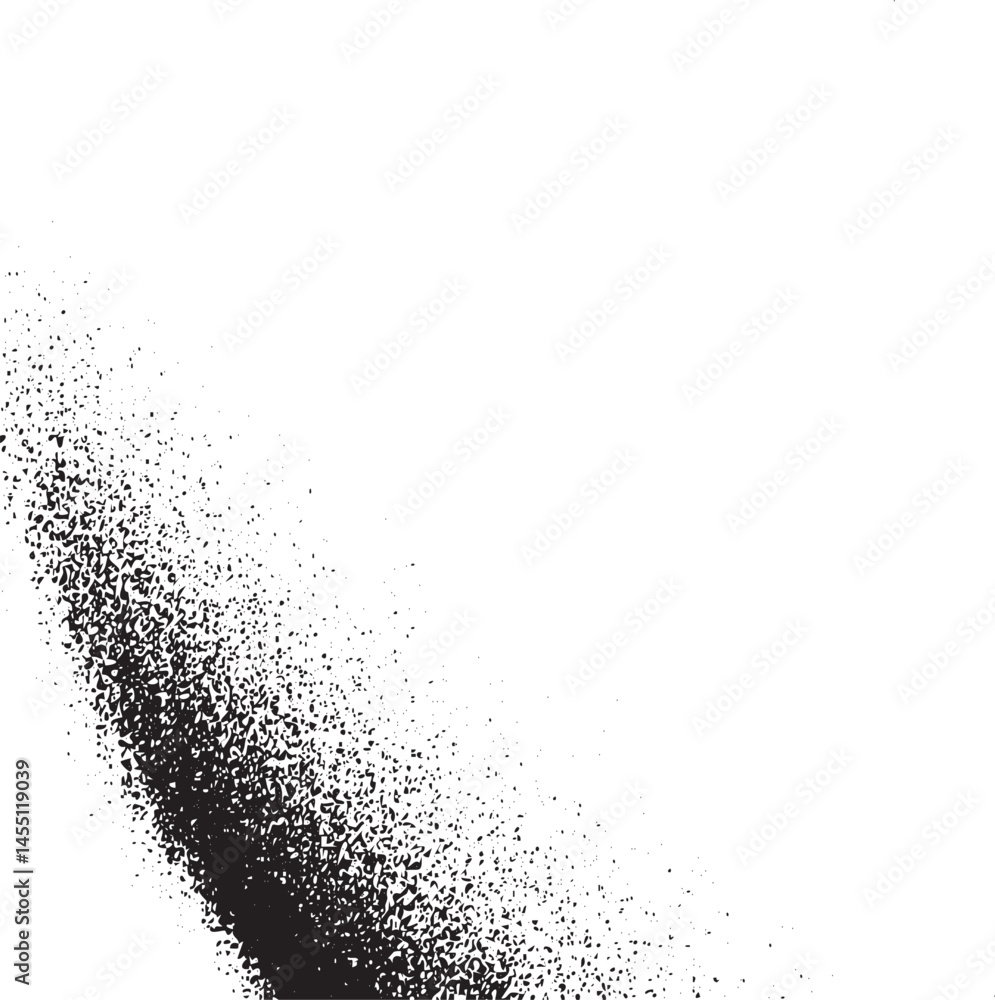 Obraz premium A black speckling extends diagonally across a pristine white background.
