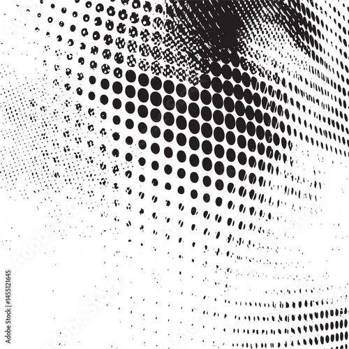 A dynamic abstract of densely scattered black circles against a white background.