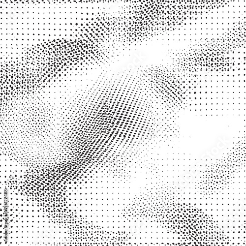 A dynamic abstract of overlapping white dots against a stark white background.