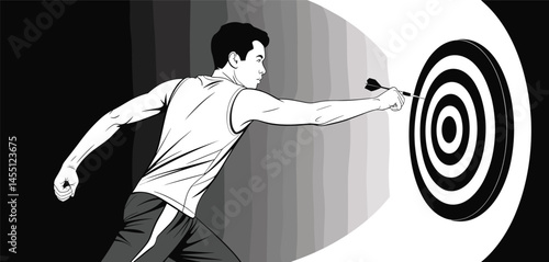 Tactical Military Operation, Silhouettes of Armed Soldiers in Combat Simulation Room Illustration 
