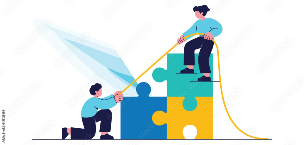 Abstract illustration of people collaborating to build a colorful geometric structure, symbolizing teamwork, creativity, and collective problem solving
Abstract illustration of people collaborating to build a colorful geometric structure, symbolizing teamwork, creativity, and collective problem solving