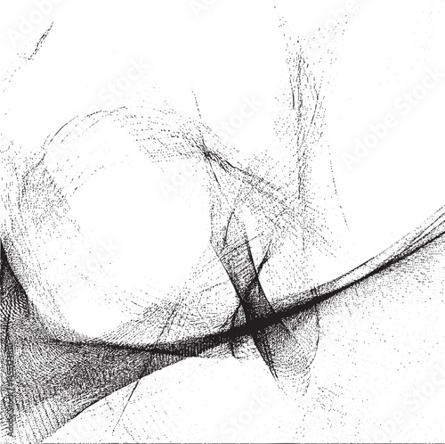 A white sphere is enveloped by intricate black lines creating a sense of depth and complexity.