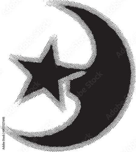 A moon embraces a solitary dark star.