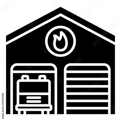 Fire station, firehouse glyph solid icon