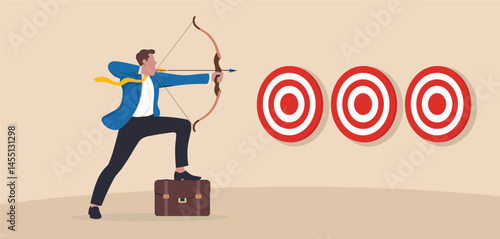 Strategic Targeting: Businessman Aiming for Business Goals
