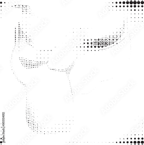 A grayscale portrait of a woman with a contemplative expression rendered in a pointillist style.