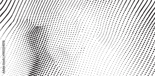 A swirling of black dots creates a dynamic abstract visual effect.