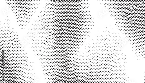 A blurred grayscale portrait reveals a human face amidst an array of densely packed dots.