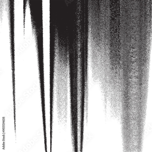Black and white fabric tears diagonally across a textured background.