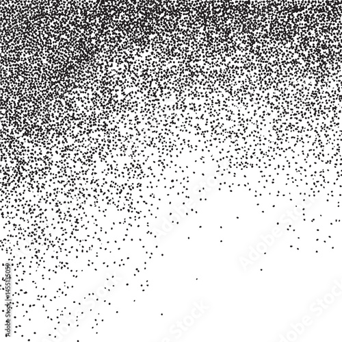 A dense scattering of small black dots creates a textured gradient across a white background.