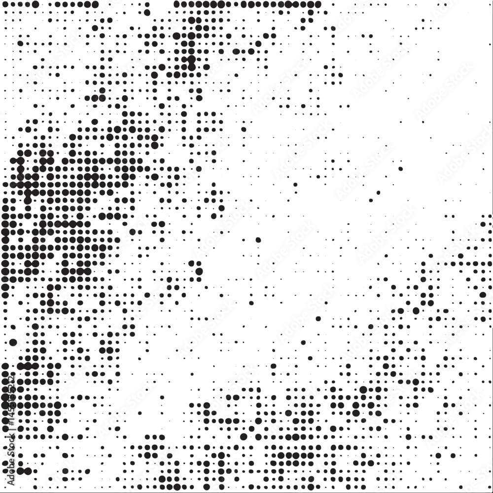 A dense field of dark and light dots forms a complex textured across a white background. A dense field of dark and light dots forms a complex textured across a white background.