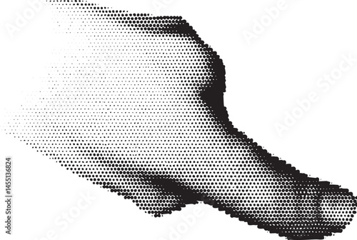 A stylized black-and-white silhouette of a human foot in motion.