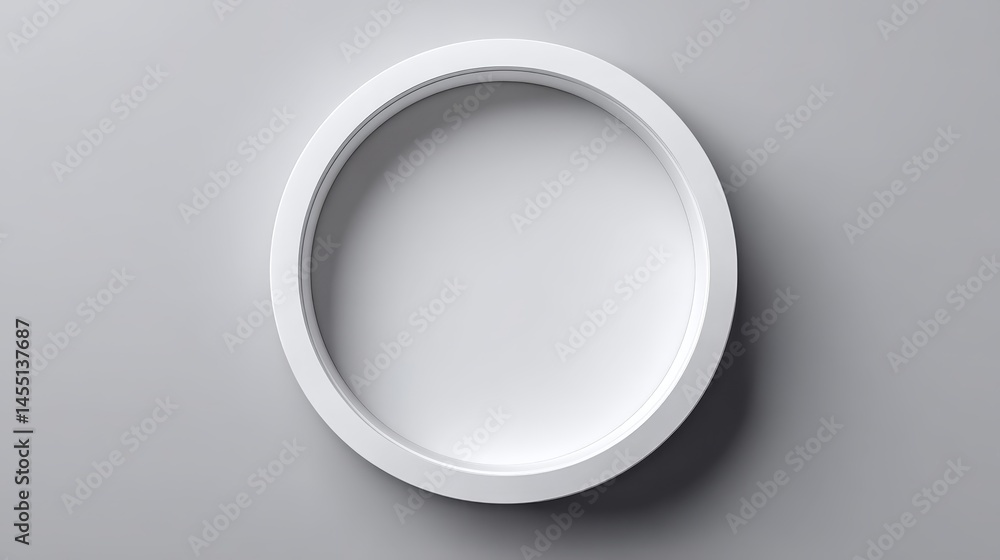 Minimalist round white wall clock with no hands on gray background Minimalist round white wall clock with no hands on gray background