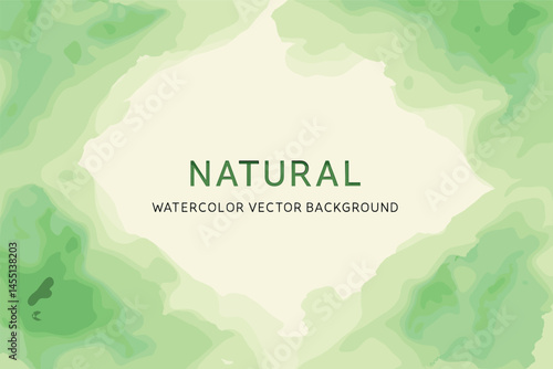 Natural watercolor vector background for graphic and web design, business presentation, marketing. Hand drawn illustration for natural and organic products, beauty and fashion, cosmetics and wellness