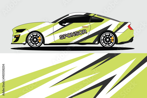 Sports car with dynamic design and racing stripes