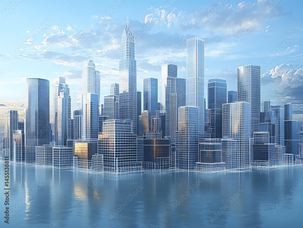 Fototapeta premium minimalist white wireframe city plan