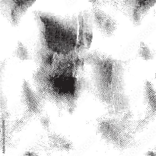 A ghostly white dog appears within a textured pointillist .