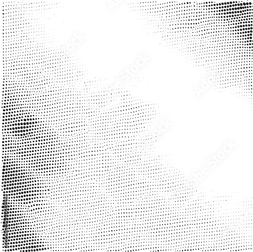 A dynamic textured displays a dense of small dots forming an abstract shape.