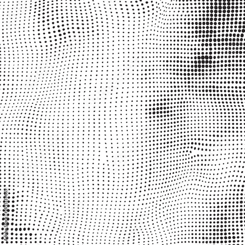 A halftone portrait reveals a subtle human face within a dense field of black and white dots.