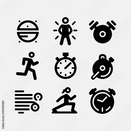 Warm-Up & Cardio Black & White Icon Set Plus Size Women, Plus Size Fitness, Plus Size Men, Workout, Lift Weights, Gym Dumbbell, Workout Gym, Weightlifting, Resistance Training, Exercise