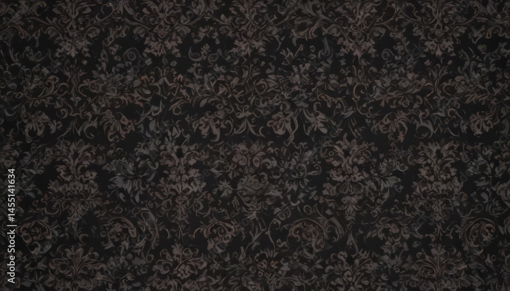 Fototapeta premium Elegant seamless gothic damask, dark floral vines , floral design, vine, black
