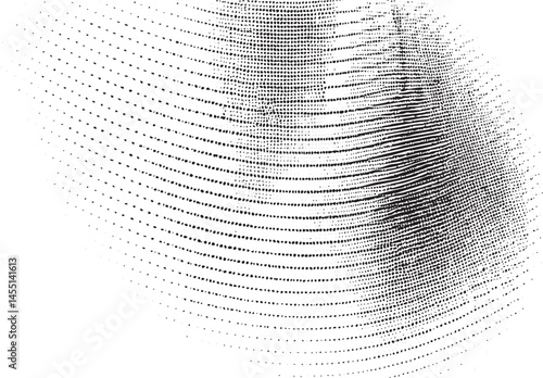 A dense circular of black dots radiates outward from a central point on a white background.