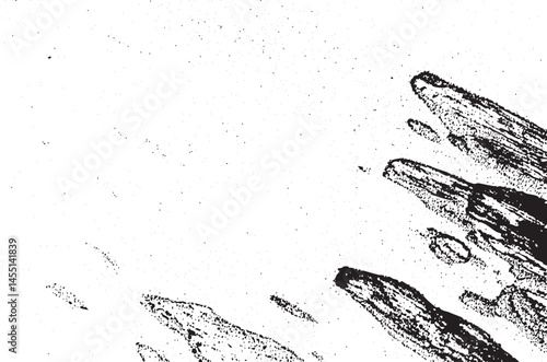 Black charcoal strokes form an abstract layered composition on a white background.