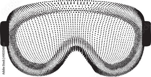 A textured black ski mask displays a symmetrical abstract .