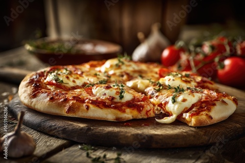 Wallpaper Mural A rustic, delicious-looking pizza with melted cheese and herbs, perfect for a cozy night in. Torontodigital.ca