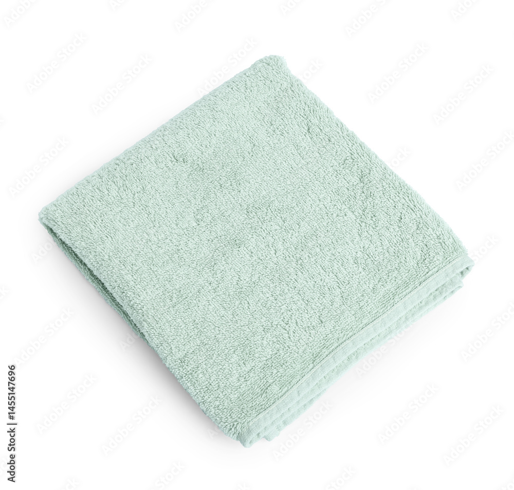 Green towel isolated on white, top view Green towel isolated on white, top view