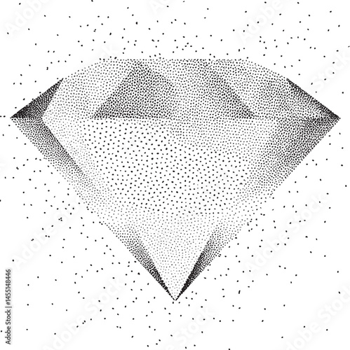 A detailed pointillist depiction of a radiant gemstone.