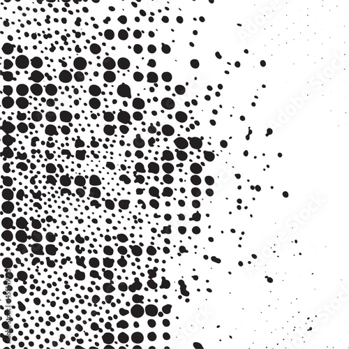Numerous dark circles spread across a white background.