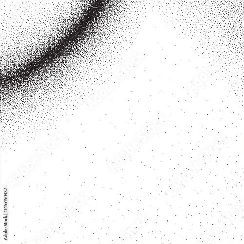 A thick dark sharply intersects a densely scattered field of tiny white dots.