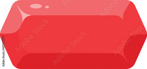 Red gemstone crystal vector illustration with shiny facets and smooth surface in bright red color 