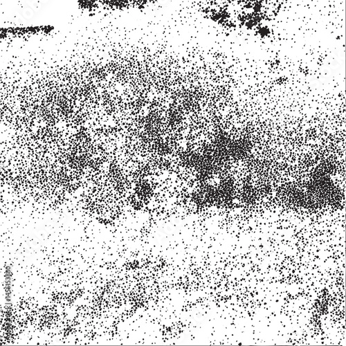 A dense textured black and white spreads across a grayscale background.
