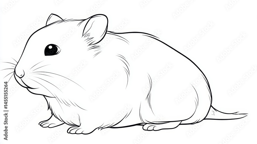 Fototapeta premium Cute hamster sketch: adorable pet outline drawing