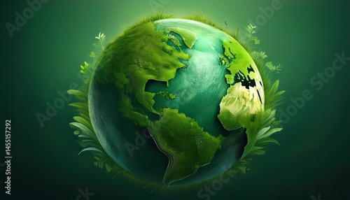 green planet earth with grass ecology