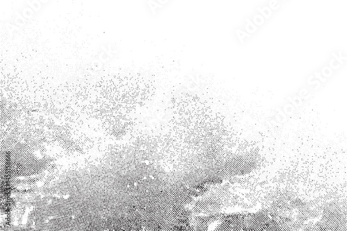 A dense scattering of small white dots creates a textured expanse against a stark white background.