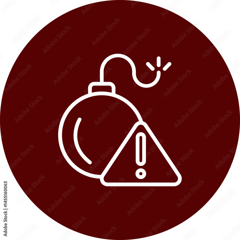 Obraz premium Bomb Vector Line Brown Circle Icon Design