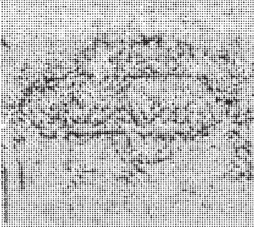 A close-up portrait depicts a person with numerous tiny dots covering their face.