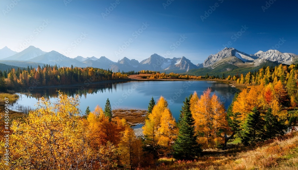 Fototapeta premium autumn landscape with lake