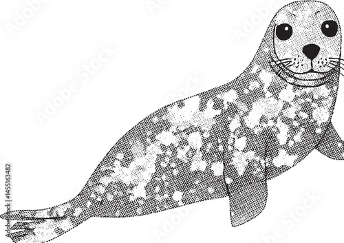 A cute seal sits attentively displaying a gentle expression.