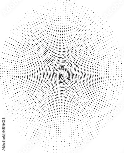 A dense expanding circle of small white dots against a black background.