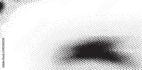 A stark monochrome eye appears within a textured halftone .