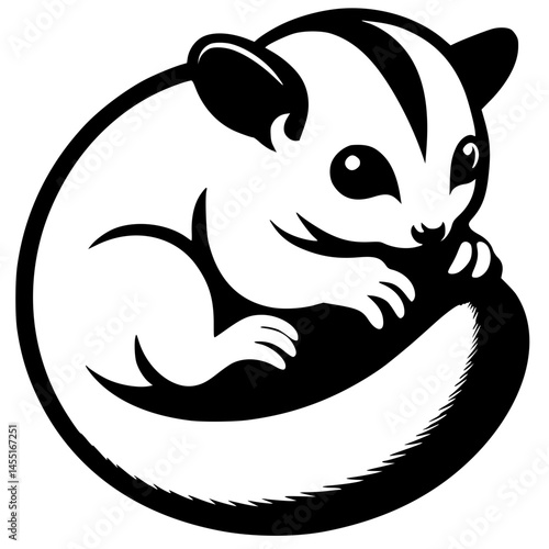 Silhouette of a sugar glider baby